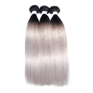 Virgin Hair Natural Straight Ombre Dark Roots Grey Hair Bundles
